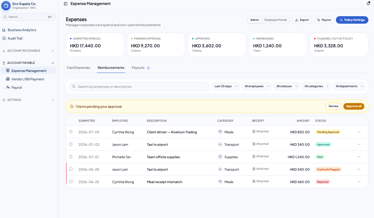 Handle all business expenses together