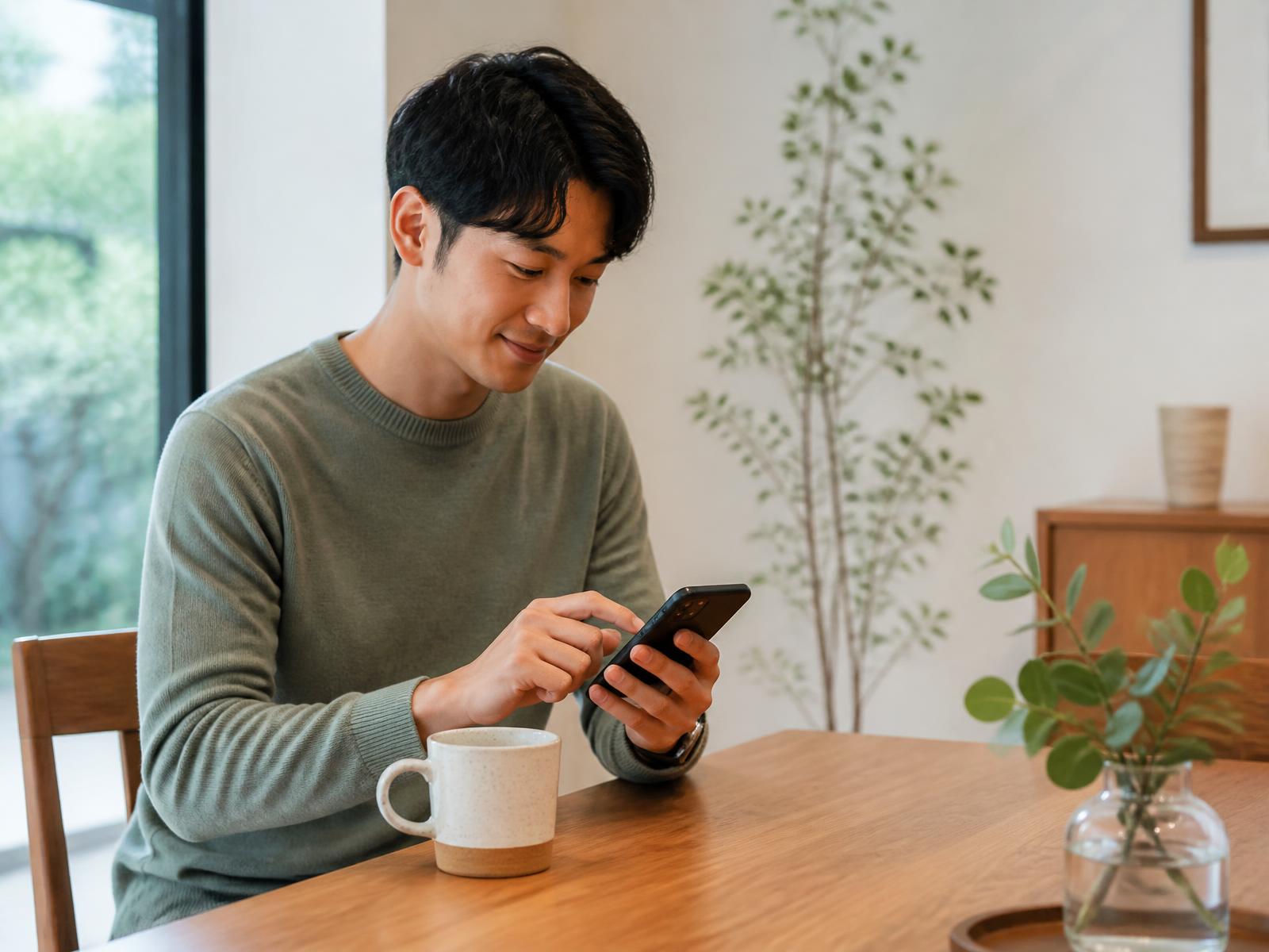 Customer paying from a phone at home