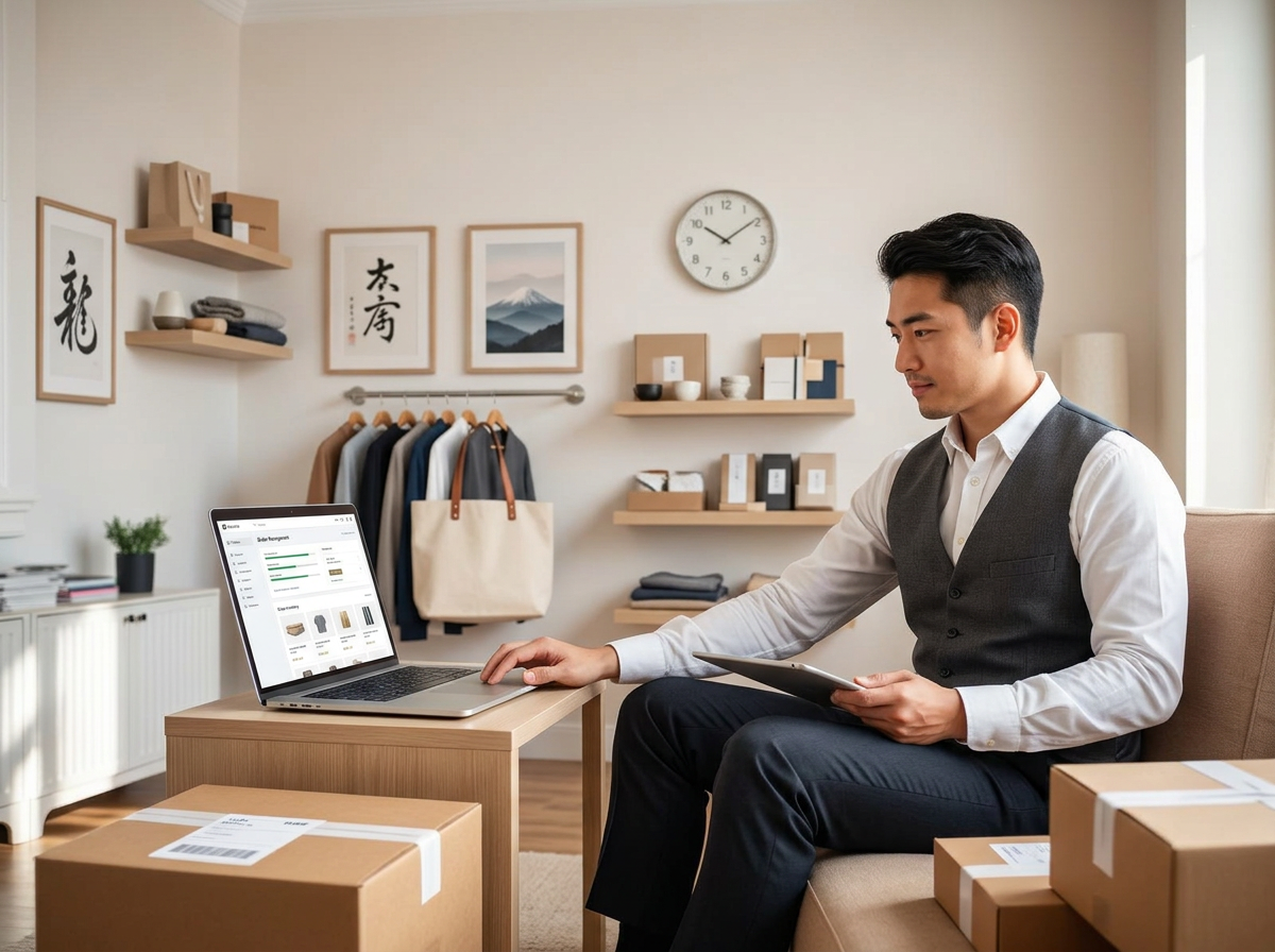 Customer browsing an online clothing store on a tablet