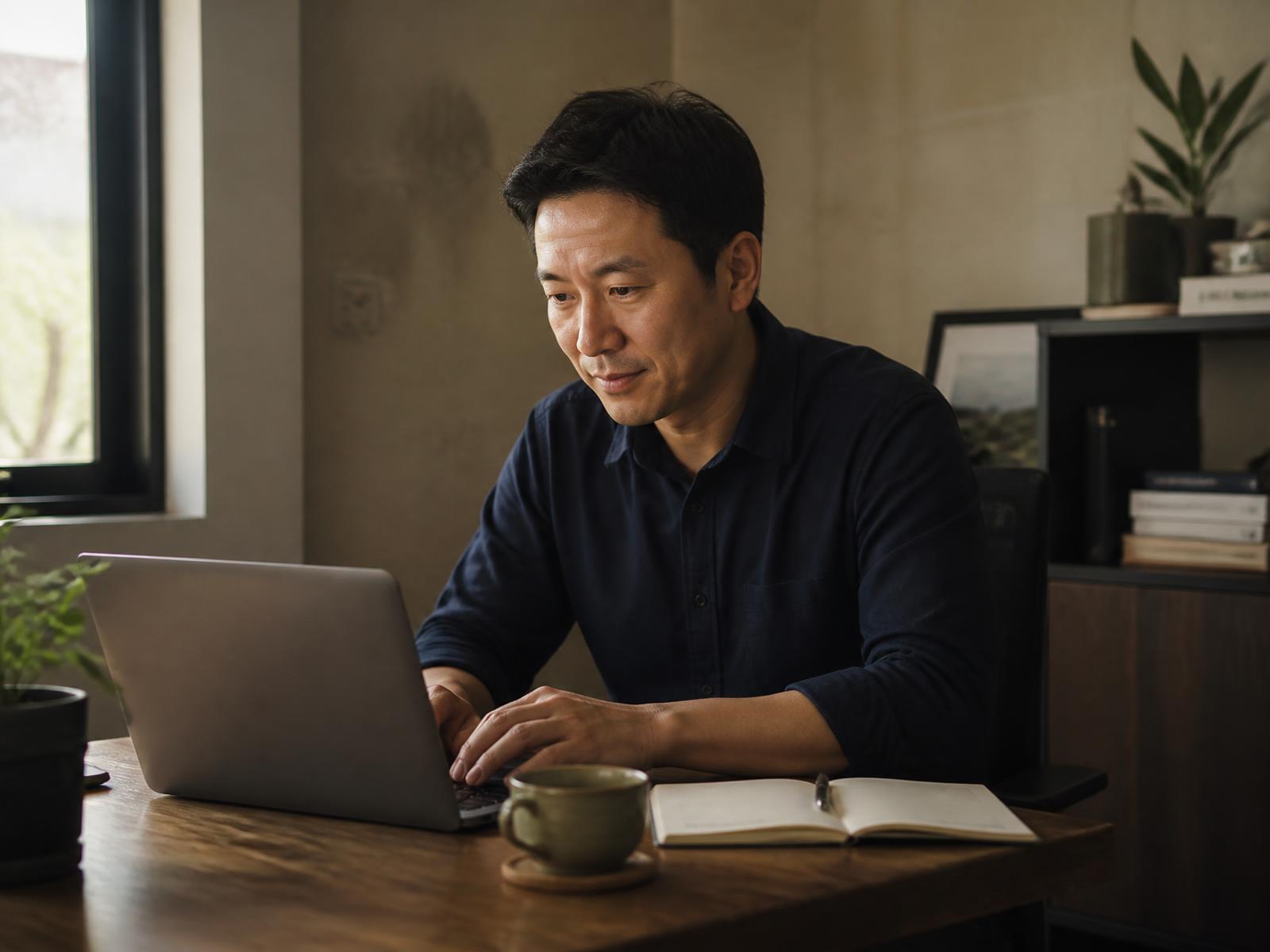 Business owner reviewing payments on a laptop
